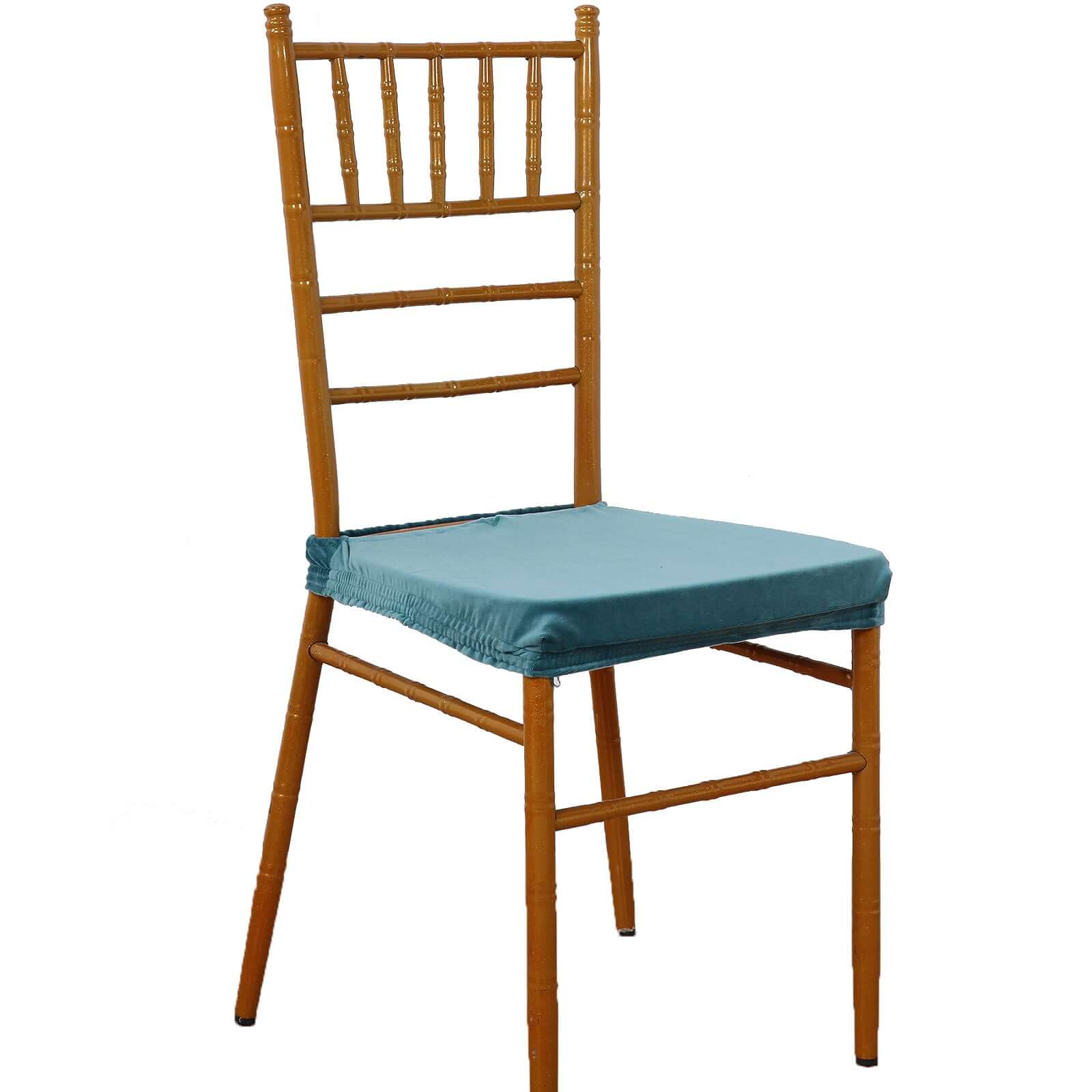 Velvet Chair Cushion Protector Stretch with Tie for Dining Chairs Teal - Durable Cover for Formal Gatherings