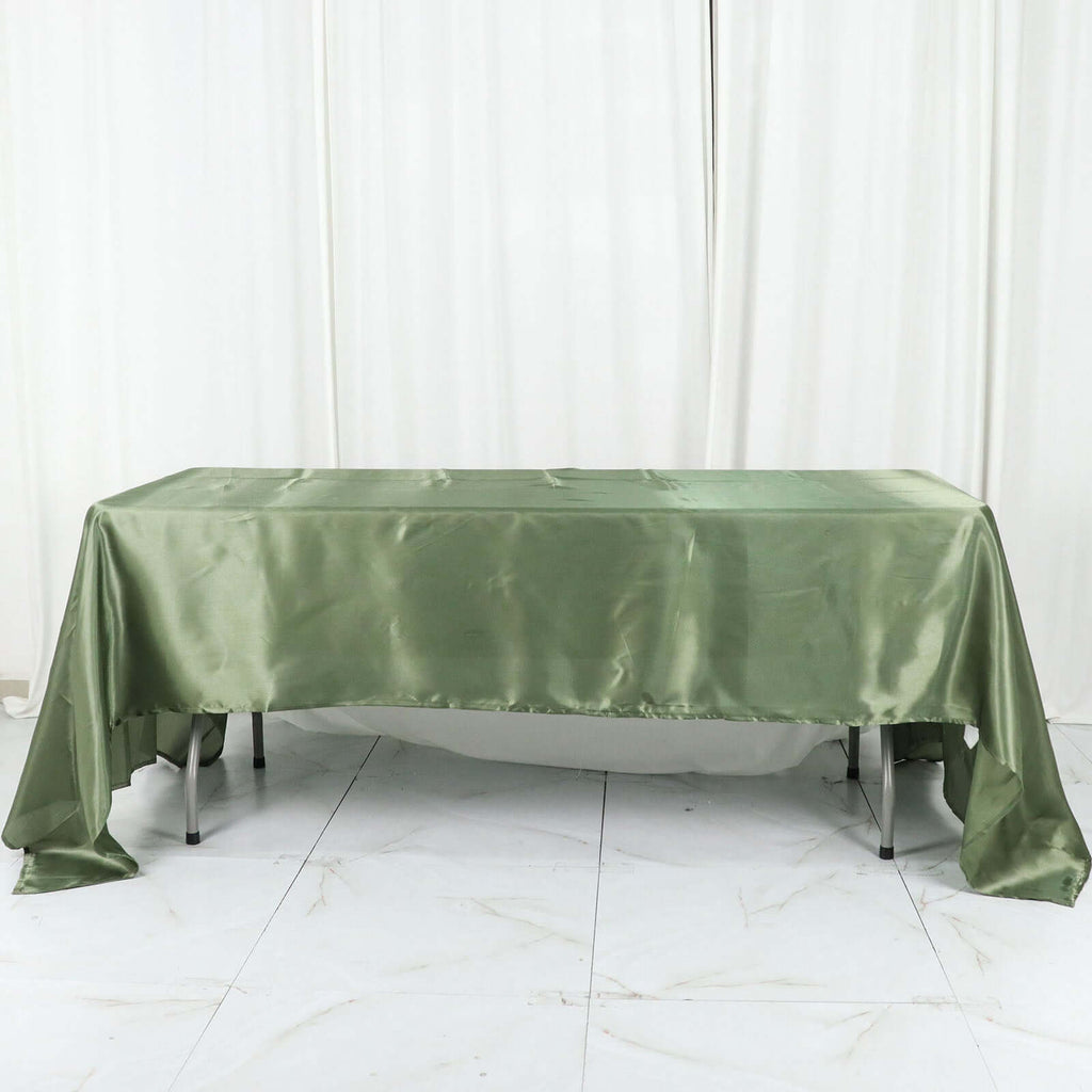 Satin Rectangular 60"x126" Tablecloth Dusty Sage Green - Smooth and Lustrous Table Cover