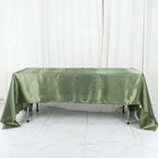 Satin Rectangular 60"x126" Tablecloth Dusty Sage Green - Smooth and Lustrous Table Cover