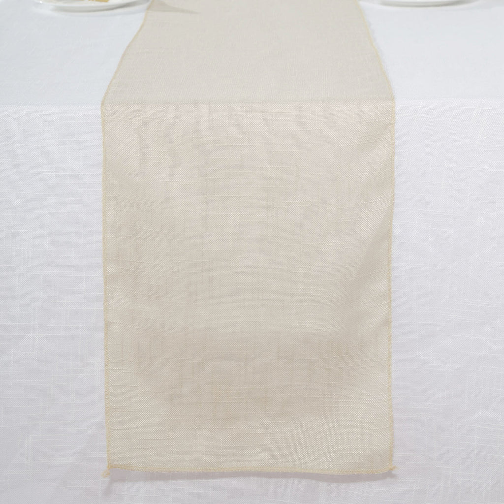Faux Linen 12"x108" Table Runner Beige - Slubby Textured & Wrinkle Resistant Table Decor
