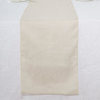 Faux Linen 12"x108" Table Runner Beige - Slubby Textured & Wrinkle Resistant Table Decor