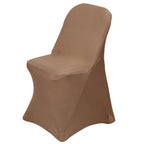 Stretch Spandex Chair Cover Taupe for Folding Chairs - Reusable & Wrinkle-Resistant 160GSM Fitted Slipcover