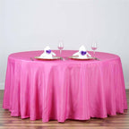Polyester 120" Round Tablecloth Fuchsia - Seamless Wrinkle-Resistant Table Cover