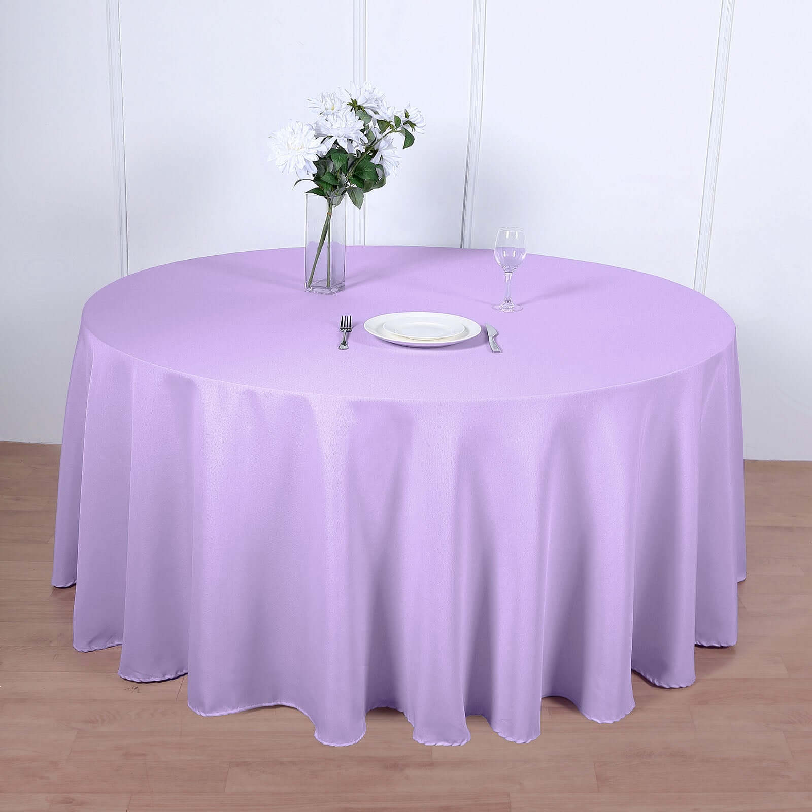 Polyester 120" Round Tablecloth Lavender Lilac - Seamless Wrinkle-Resistant Table Cover