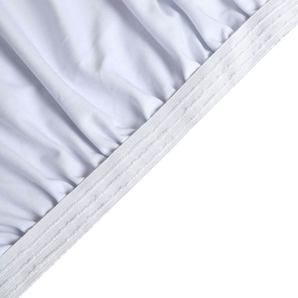 Stretch Spandex 72"x30" Rectangle Table Top Cover Metallic Silver - Easy to Install Fitted Table Topper Cap
