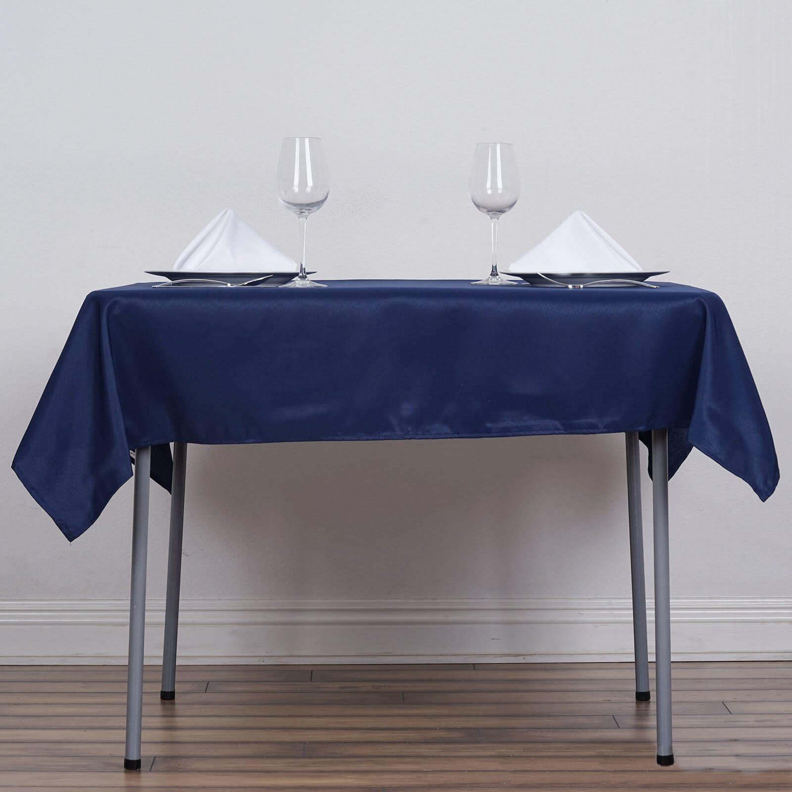 Polyester Square 54"x54" Tablecloth Navy Blue - Wrinkle-Resistant & Durable Table Cover