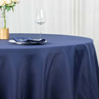 Premium Polyester 132" Round Tablecloth Navy Blue - Seamless 220GSM Wrinkle-Resistant Table Cover