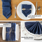 5 Pack Polyester 17"x17" Napkins Dark Denim Blue in Faux Denim Style Dinner Napkins for Casual Gatherings & Themed Events