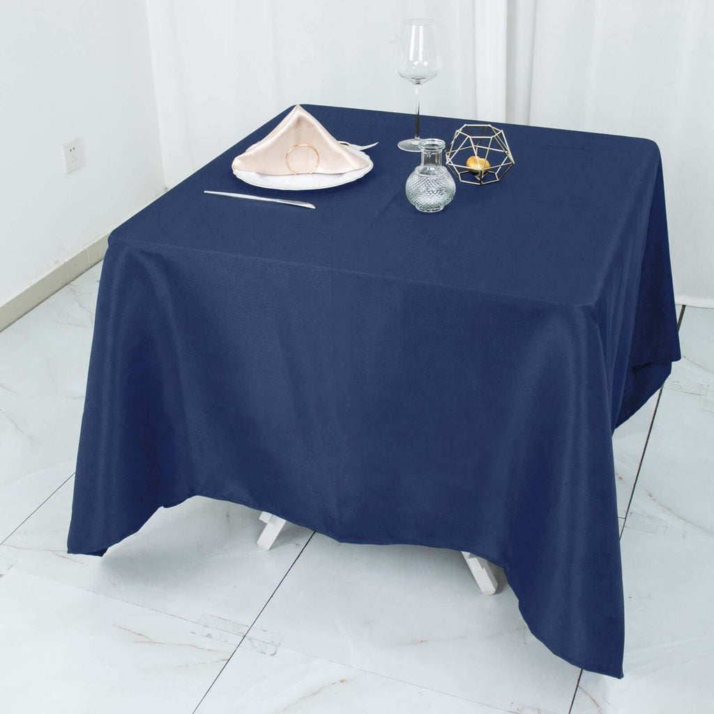 Premium Polyester Square Tablecloth 70"x70" Navy Blue 220GSM Wrinkle-Resistant Table Cover