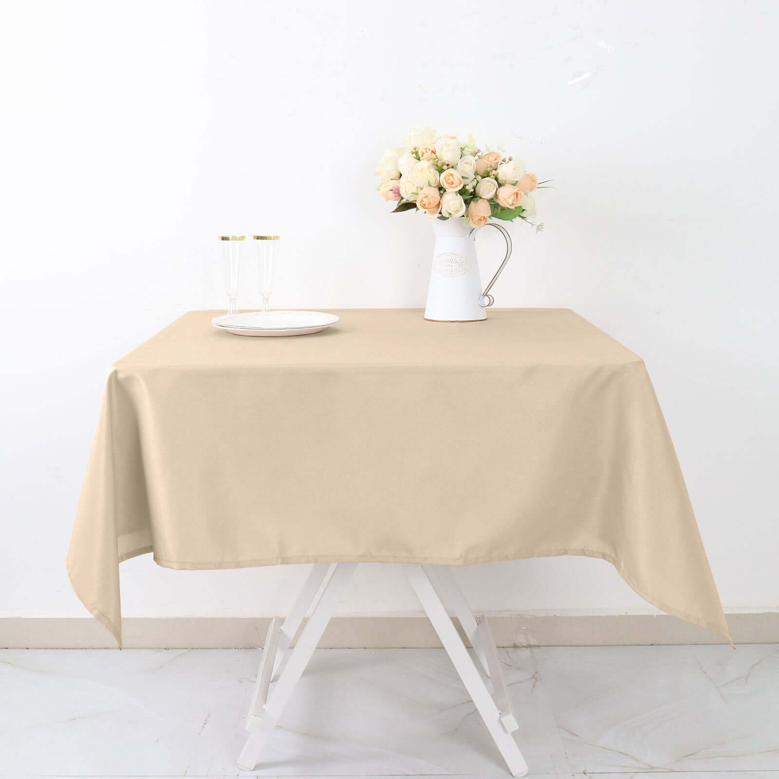 Polyester Square 54"x54" Tablecloth Nude - Wrinkle-Resistant & Durable Table Cover