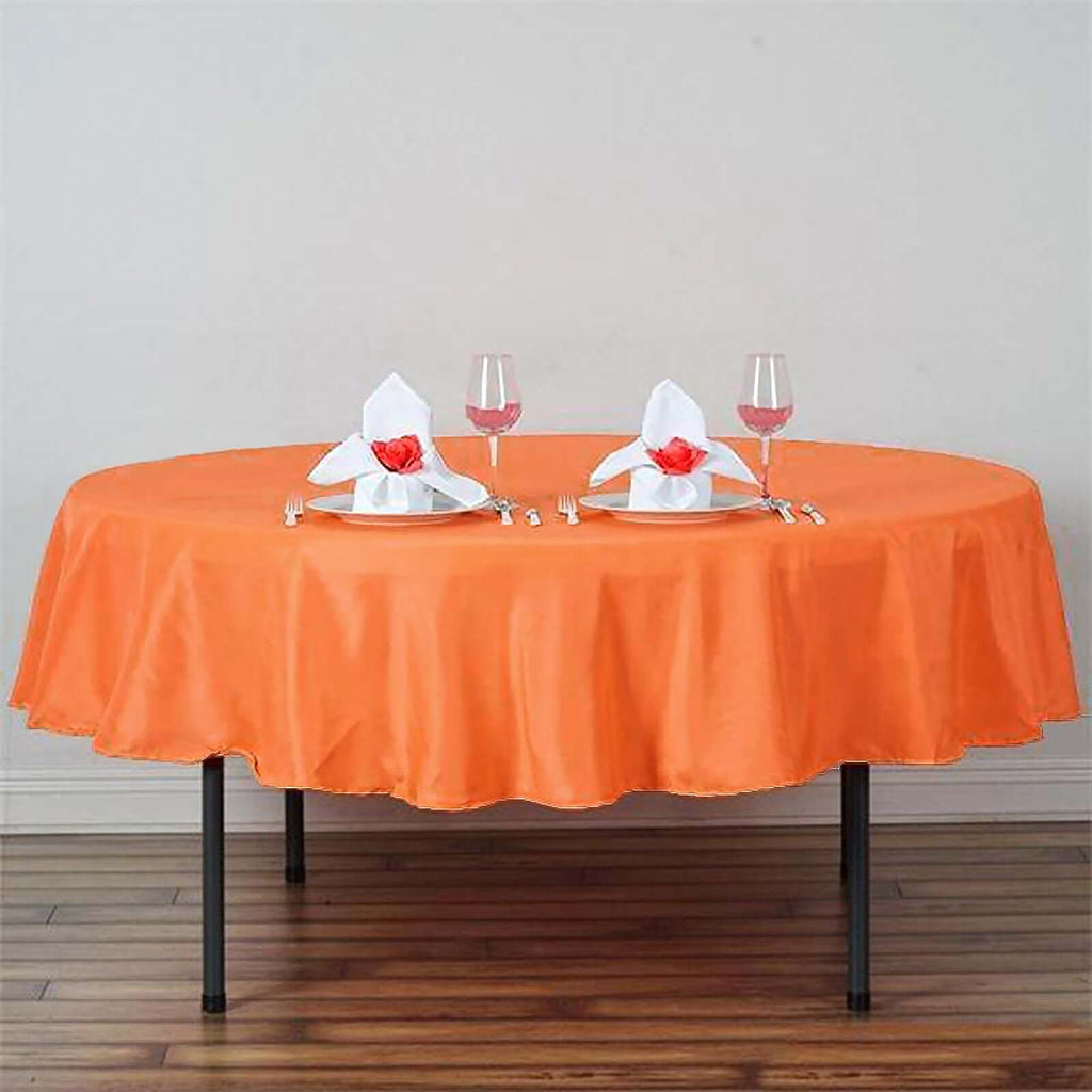 Polyester 90" Round Tablecloth Orange - Stain & Wrinkle-Resistant Table Cover