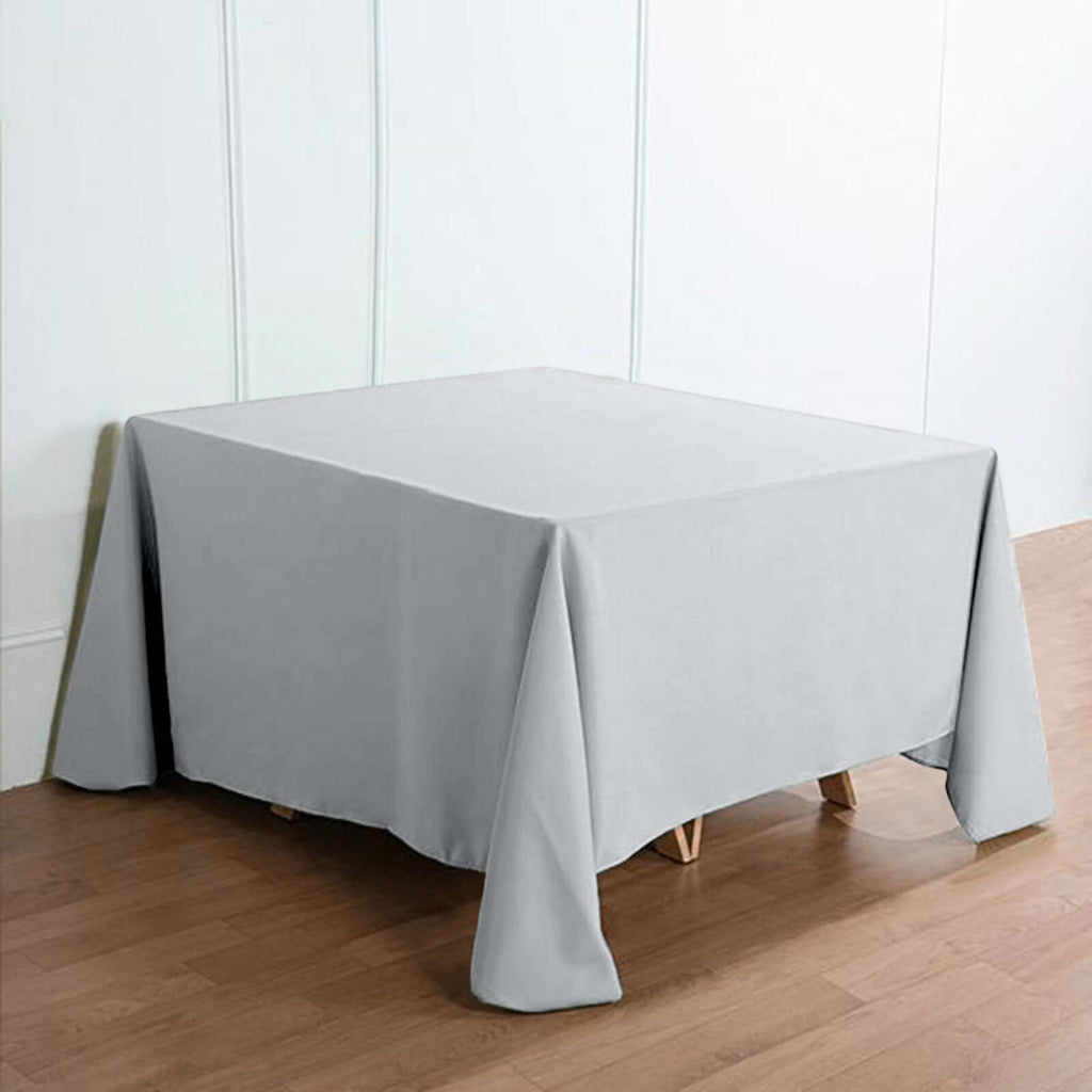 Polyester Square 90"x90" Tablecloth Silver - Wrinkle-Resistant & Durable Table Cover