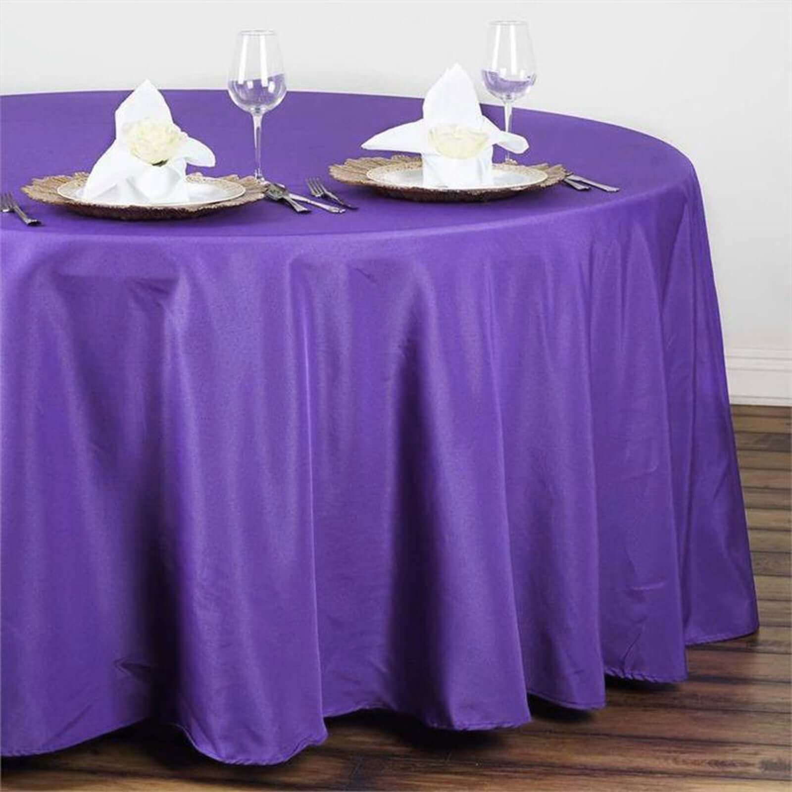 Polyester 108" Round Tablecloth Purple - Wrinkle-Resistant Table Cover