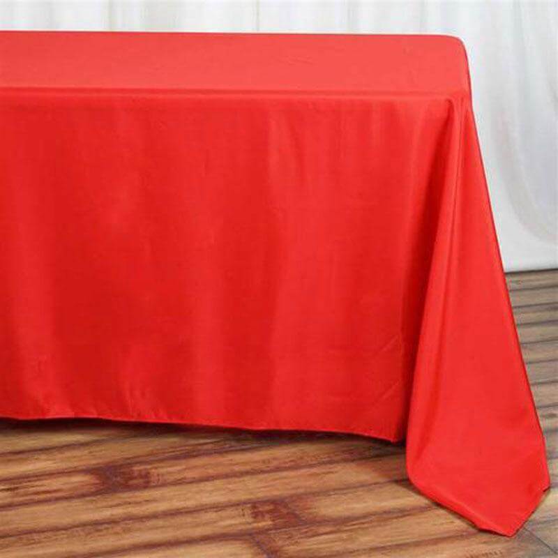 Polyester 90"x132" Rectangle Tablecloth Red - Seamless Wrinkle-Resistant Table Cover