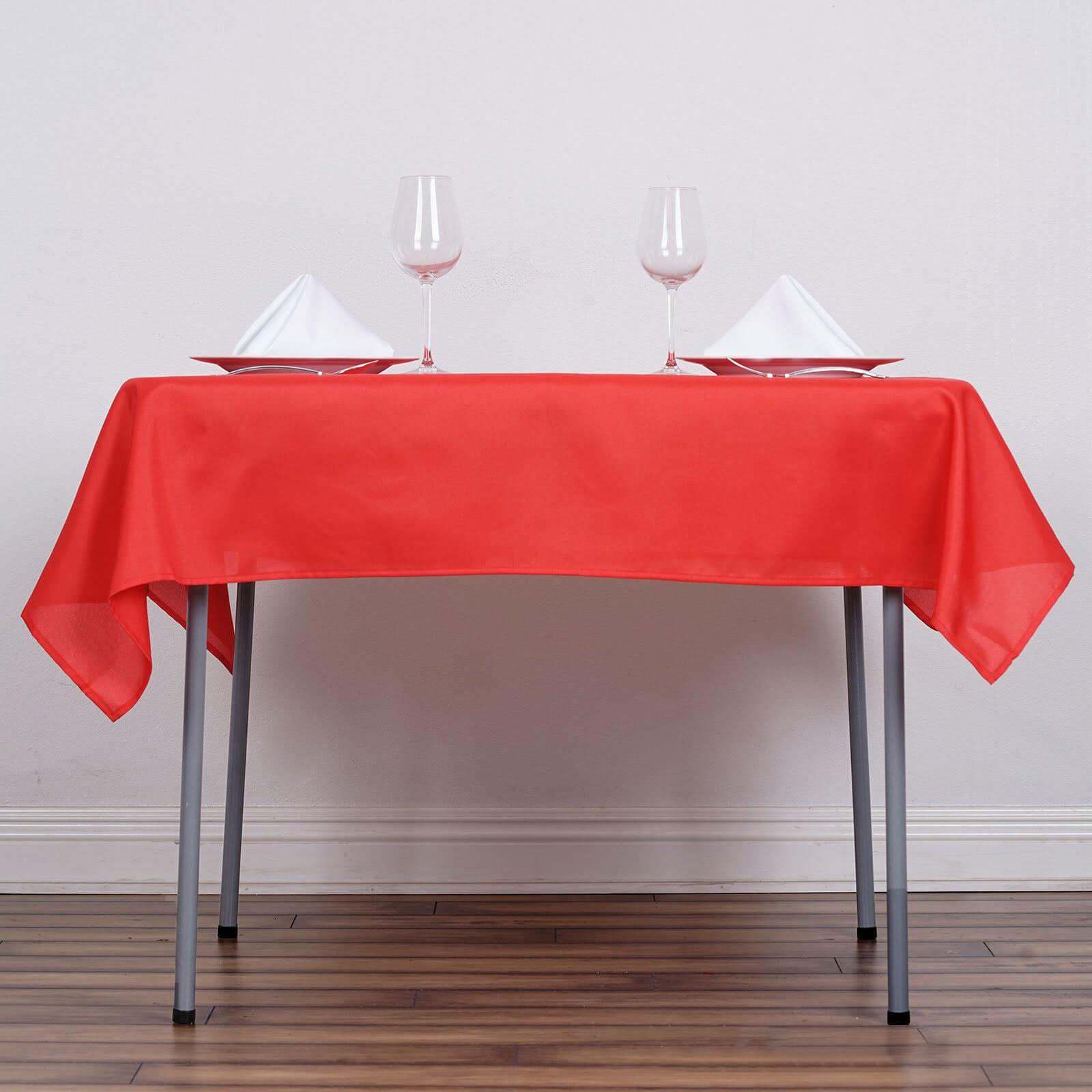 Polyester Square 54"x54" Tablecloth Red - Wrinkle-Resistant & Durable Table Cover