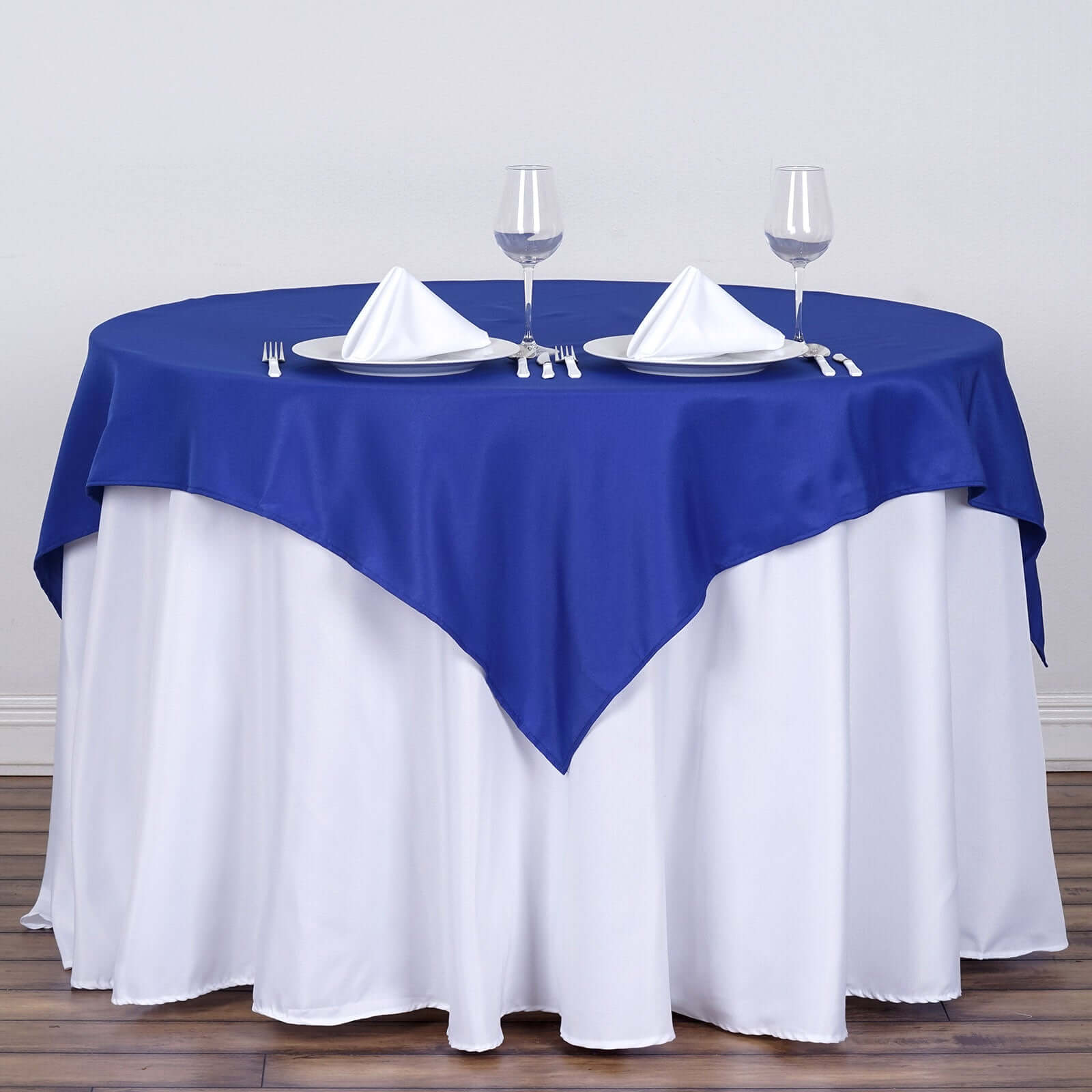 Polyester 54"x54" Table Overlay Square Tablecloth Royal Blue - Wrinkle-Resistant & Durable Table Cover
