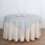 Linen 72"x72" Table Overlay Square Tablecloth Silver - Slubby Textured Wrinkle-Resistant Design for Stylish Occasions