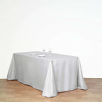 Polyester 90"x132" Rectangle Tablecloth Silver - Seamless Wrinkle-Resistant Table Cover
