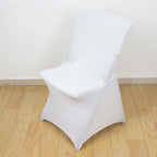 Stretch Spandex Chair Cover White for Lifetime Folding Chairs - Wrinkle Resistant Snug Fit Slipcover with Foot Pockets for Sophisticated Event Styling