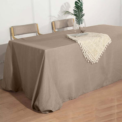 Faux Linen 90"x156" Rectangular Tablecloth Taupe - Slubby Texture Wrinkle-Resistant Seamless Table Cover