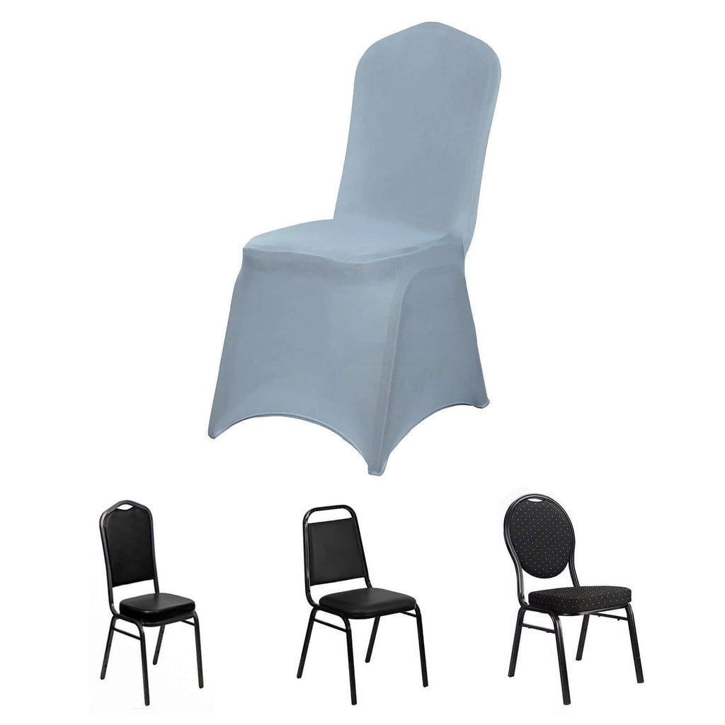 Spandex Chair Cover for Banquet Chairs Dusty Blue - Stretch 160GSM Fabric with Slip-On Slipcover