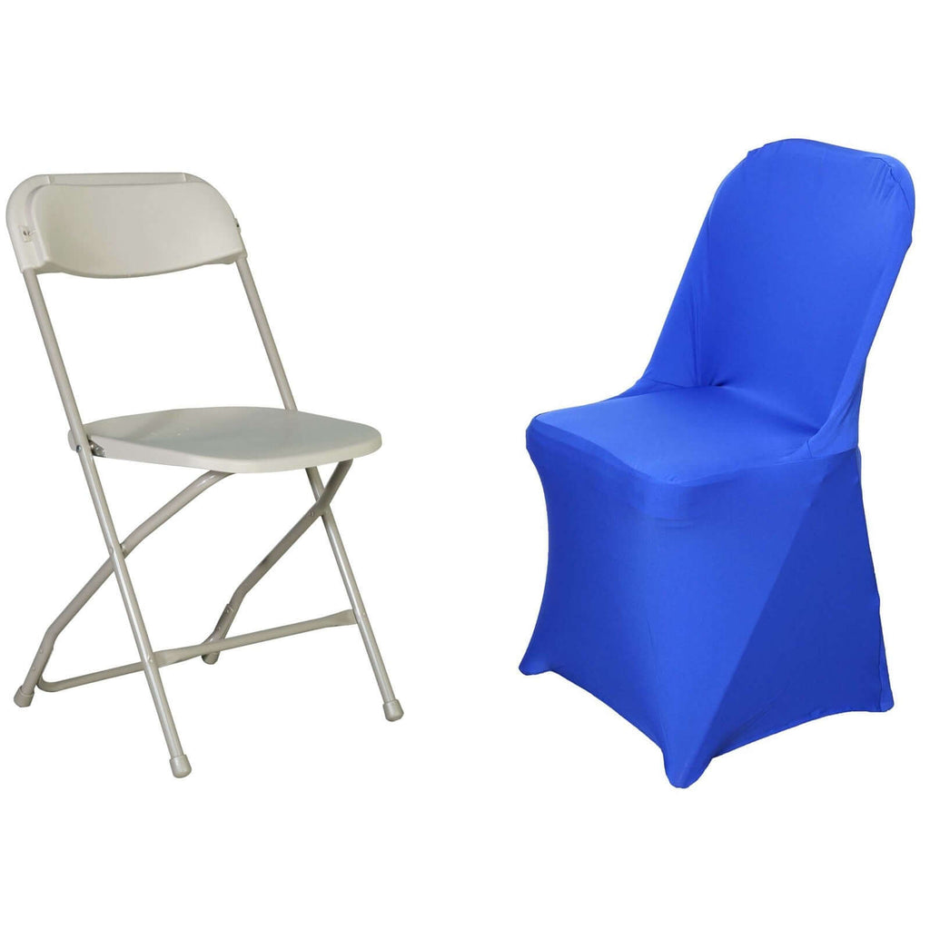 Stretch Spandex Chair Cover Royal Blue for Folding Chairs - Reusable & Wrinkle-Resistant 160GSM Fitted Slipcover