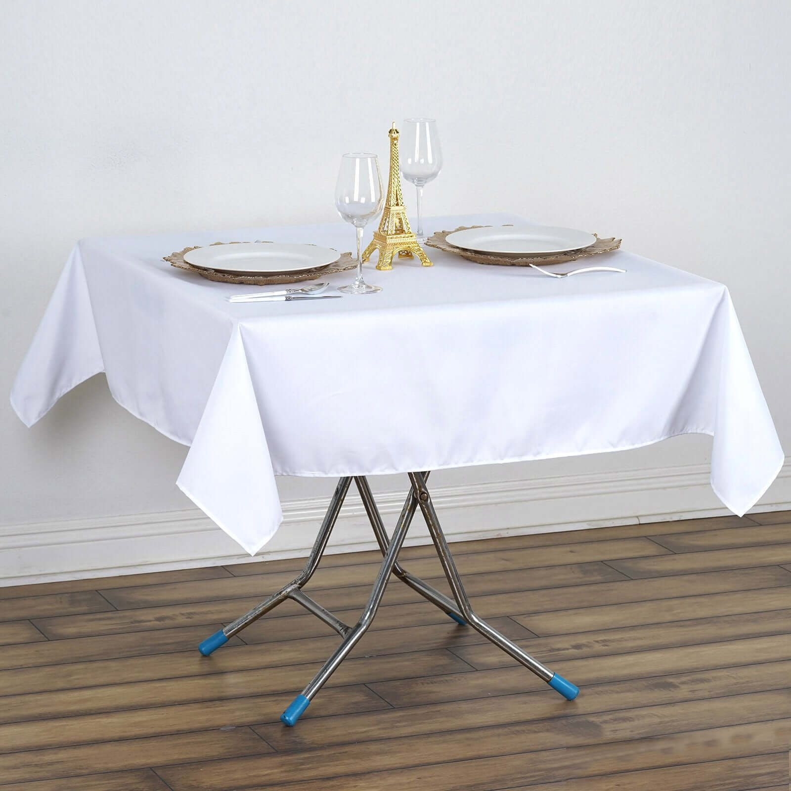 Premium Polyester 54"x54" Square Tablecloth White - Stain and Wrinkle-Resistant 220GSM Finish for Weddings & Events