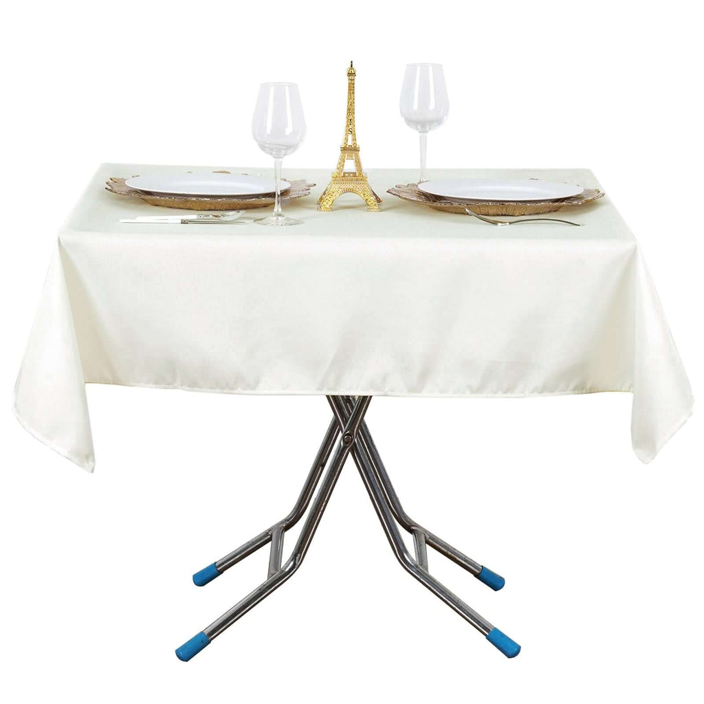 Premium Polyester 54"x54" Square Tablecloth Ivory - Stain and Wrinkle-Resistant 220GSM Table Cover