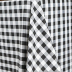 Polyester 90"x132" Rectangle Tablecloth White/Black - Seamless Checkered Buffalo Plaid Design for Farmhouse Celebrations