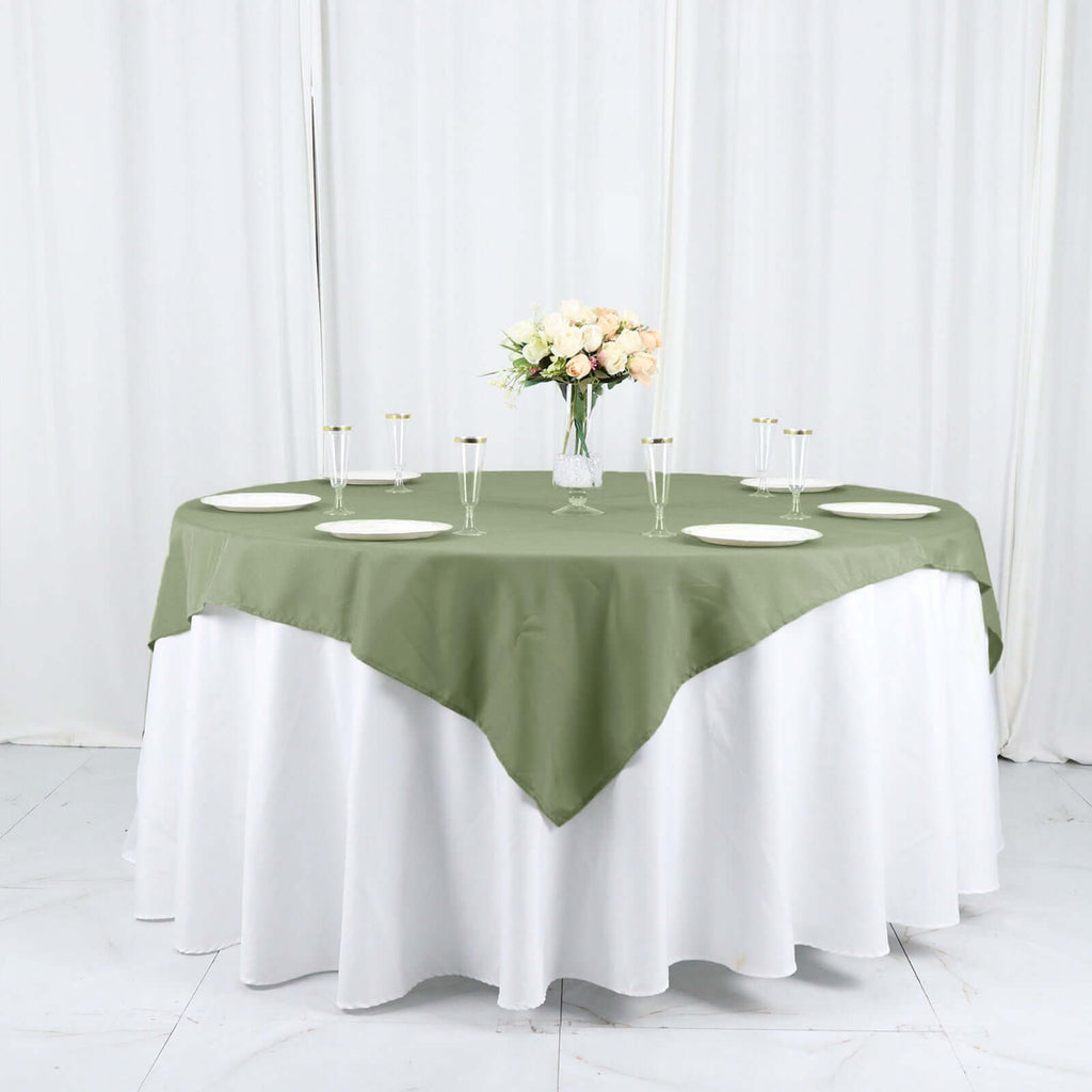 Polyester 54"x54" Table Overlay Square Tablecloth Dusty Sage Green - Wrinkle-Resistant & Durable Table Cover