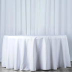 Premium Polyester 120" Round Tablecloth White - Seamless 220GSM Wrinkle-Resistant Design for Classy Events
