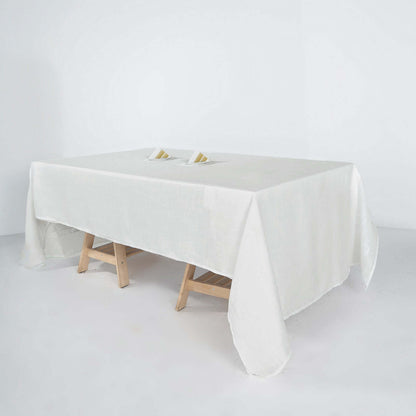 Faux Linen 60"x126" Rectangular Tablecloth White - Slubby Textured & Wrinkle Resistant for Weddings and Special Events