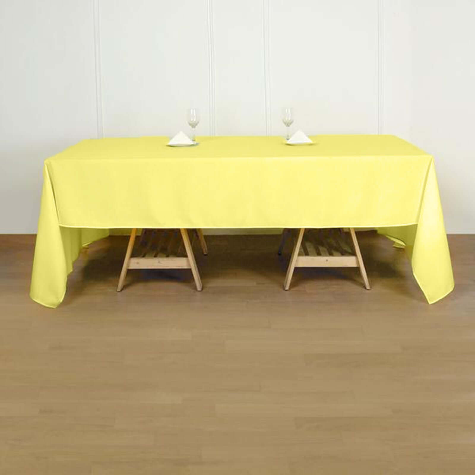Polyester 60"x126" Rectangle Tablecloth Yellow - Wrinkle-Resistant Table Cover