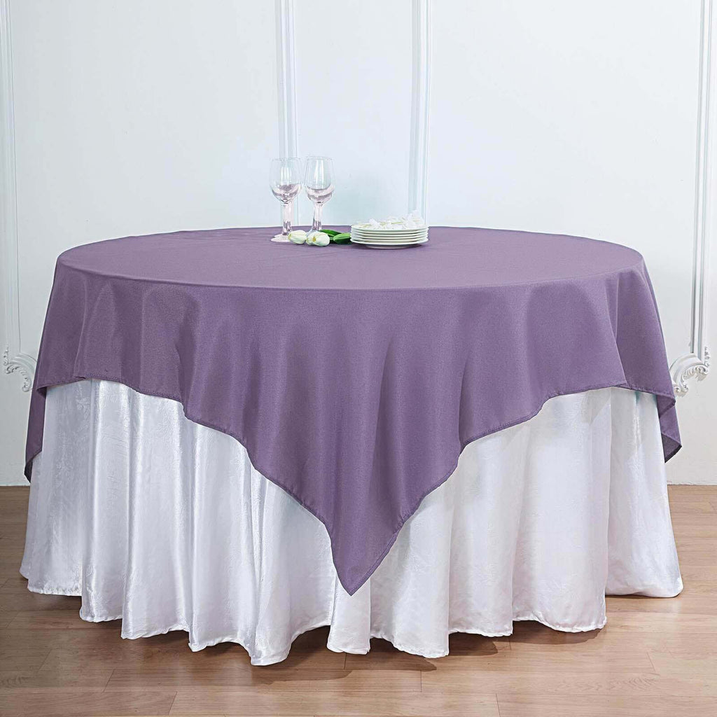 Polyester 70"x70" Table Overlay Square Tablecloth Violet Amethyst - Wrinkle-Resistant & Durable Table Cover