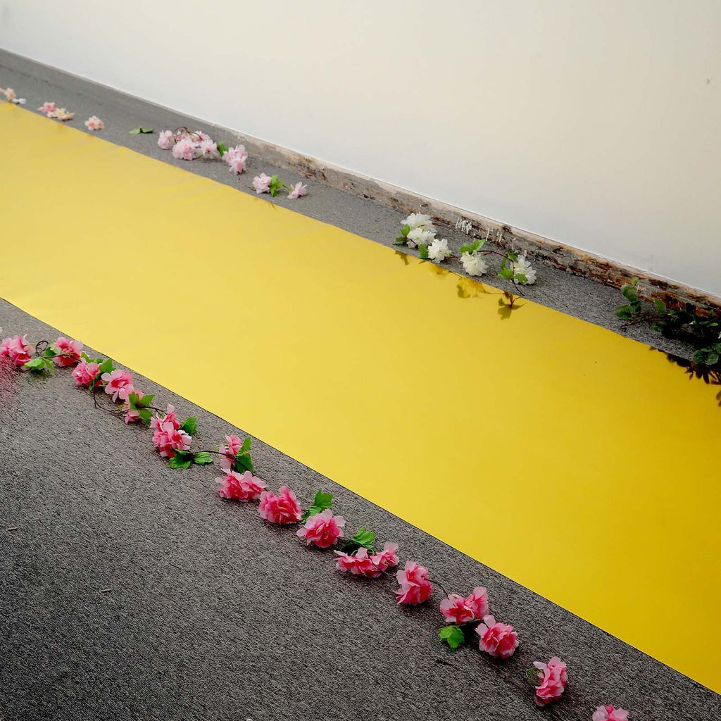 3ftx65ft Metallic Gold Glossy Mirrored Wedding Aisle Runner, Non-Woven Red Carpet Runner - Prom, Hollywood, Glam Parties
