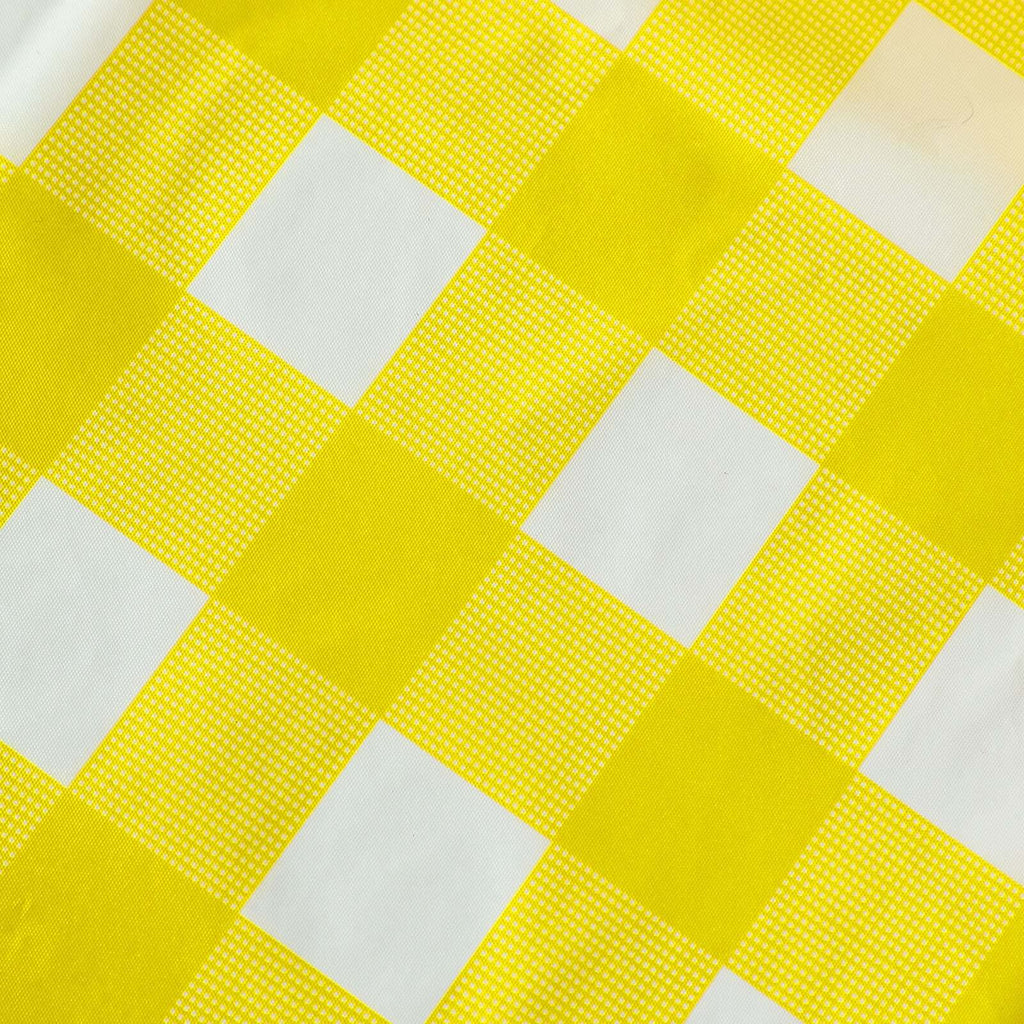 Plastic Table Cover White/Yellow Checkered Rectangle - Lightweight PVC Disposable Tablecloth 54"x108"