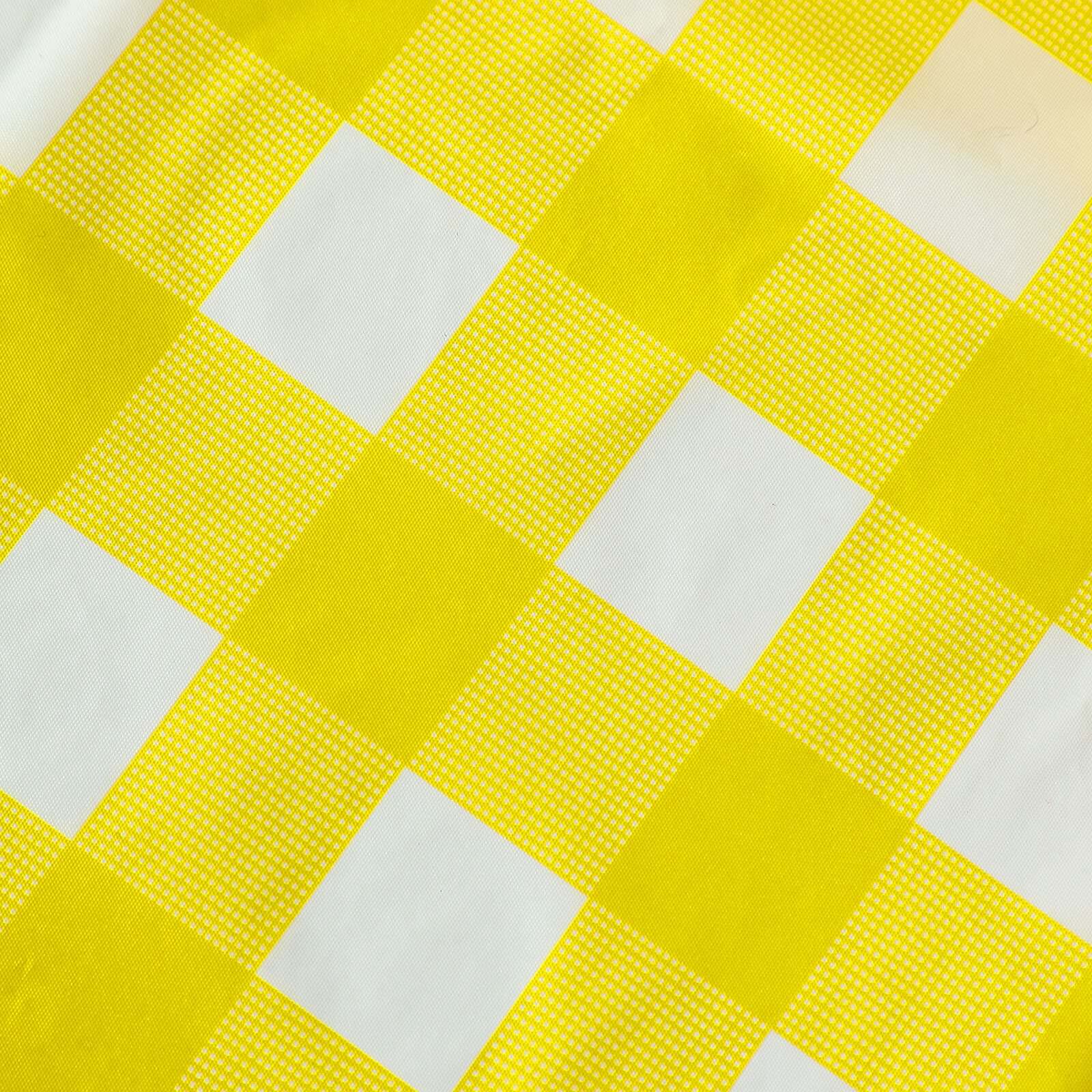 Plastic Table Cover White/Yellow Checkered Rectangle - Lightweight PVC Disposable Tablecloth 54"x108"