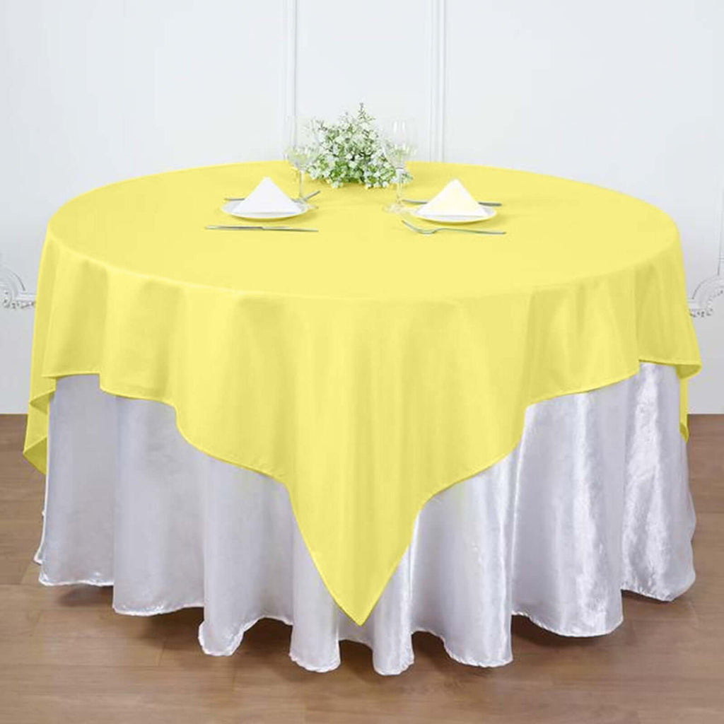 Polyester 54"x54" Table Overlay Square Tablecloth Yellow - Wrinkle-Resistant & Durable Table Cover