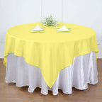 Polyester 54"x54" Table Overlay Square Tablecloth Yellow - Wrinkle-Resistant & Durable Table Cover