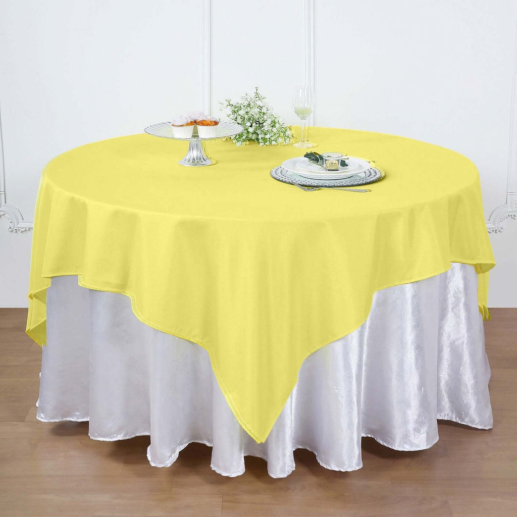 Polyester 54"x54" Table Overlay Square Tablecloth Yellow - Wrinkle-Resistant & Durable Table Cover