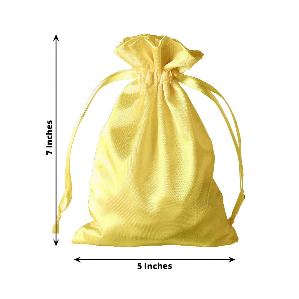 12 Pack 5"x7" Gold Satin Drawstring Wedding Party Favor Gift Bags