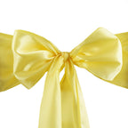 5 Pack Satin Chair Sashes Yellow - Durable Chair Bows with Shiny Finish 6"x106"