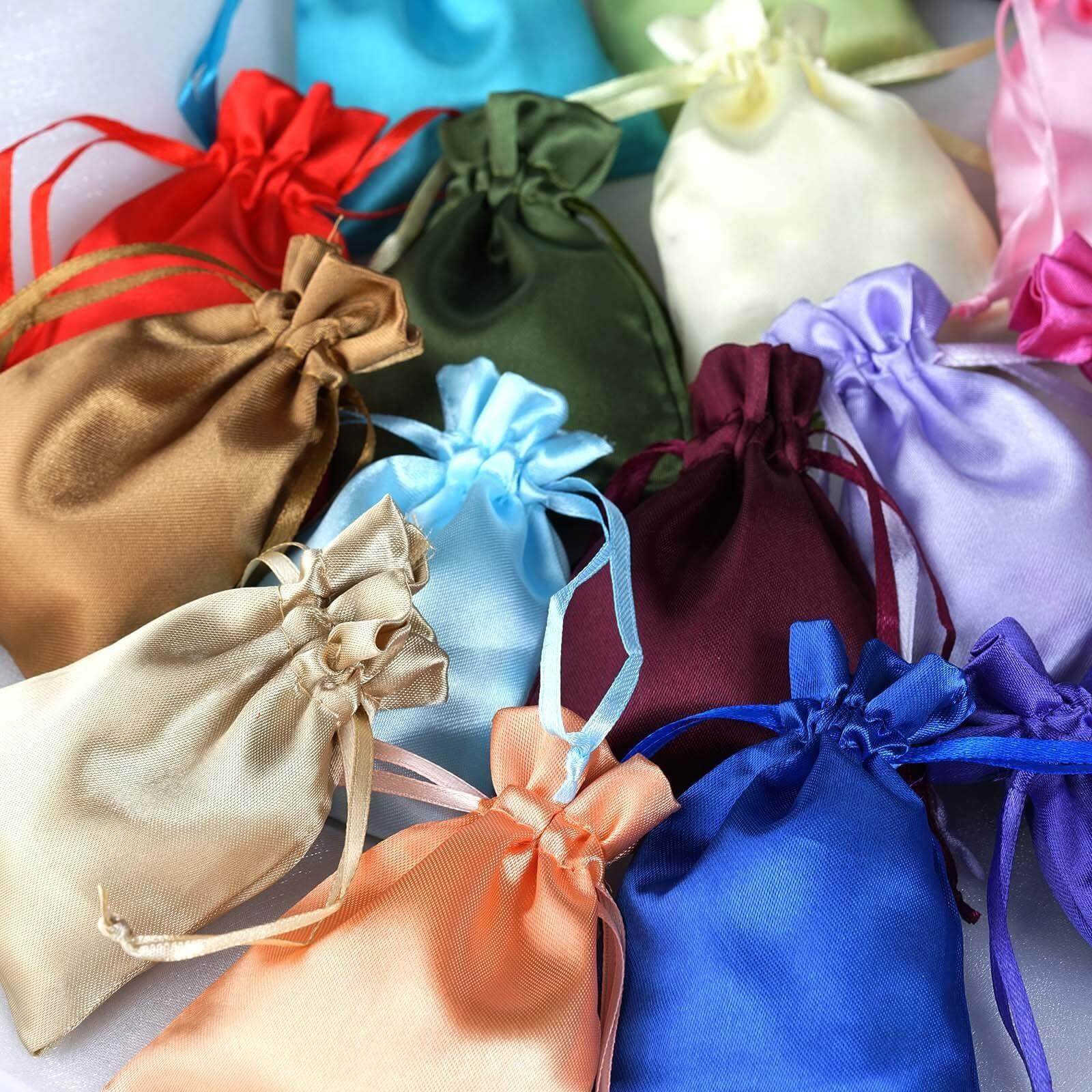 12 Pack 3"x4" Yellow Satin Drawstring Wedding Party Favor Gift Bags