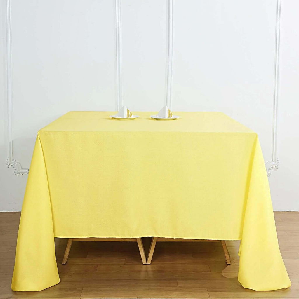 Polyester Square 90"x90" Tablecloth Yellow - Wrinkle-Resistant & Durable Table Cover