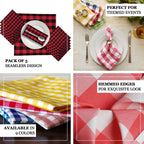 5 Pack Polyester 15"x15" Napkins Yellow/White Buffalo Plaid Gingham Style Cloth Napkins