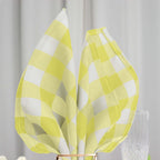 5 Pack Polyester 15"x15" Napkins Yellow/White Buffalo Plaid Gingham Style Cloth Napkins