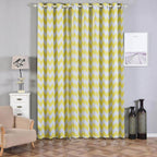2 Pack White Yellow Chevron Design Thermal Blackout Curtains With Chrome Grommet Window Treatment Panels - 52"x108"