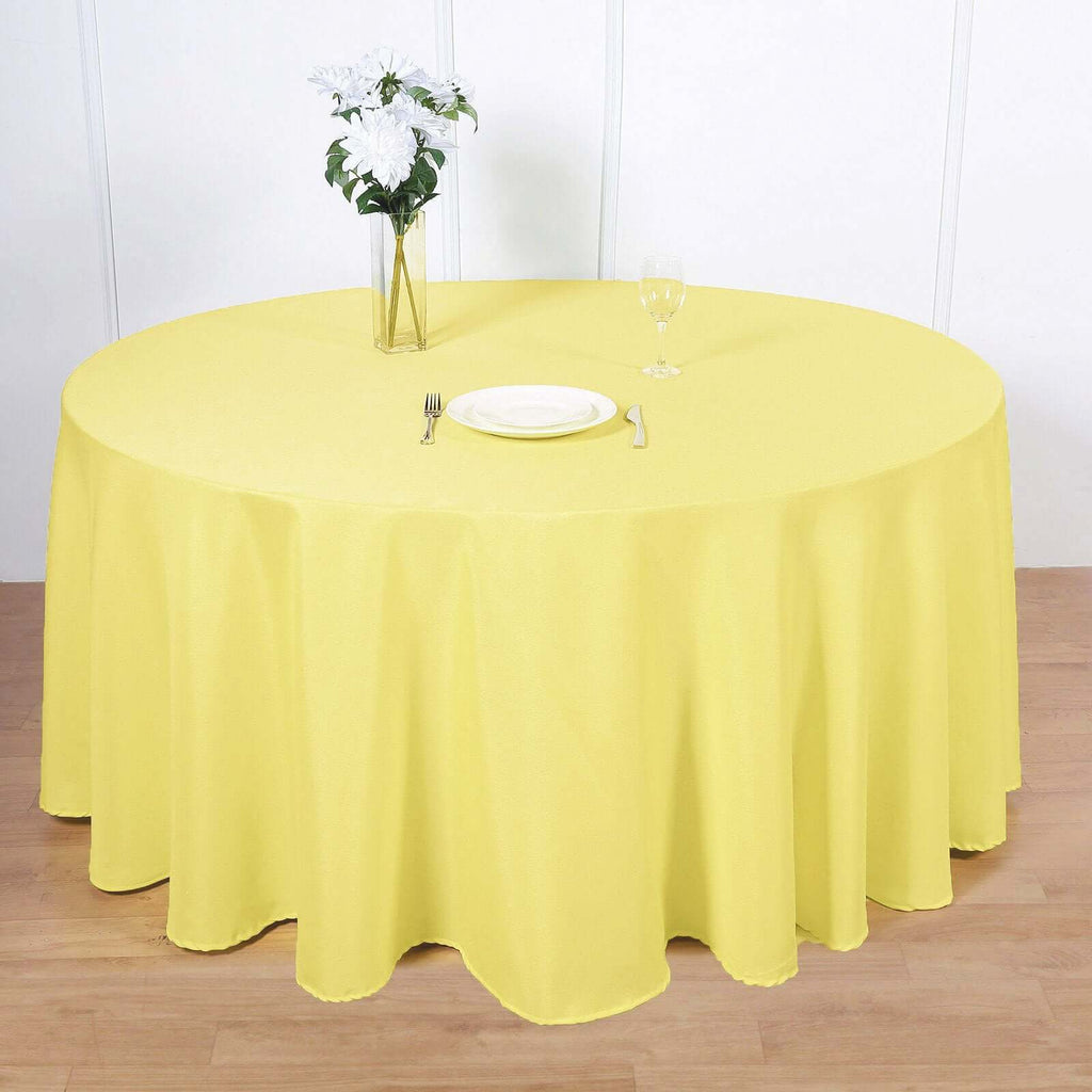 Polyester 120" Round Tablecloth Yellow - Seamless Wrinkle-Resistant Table Cover