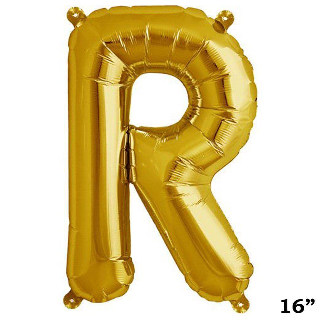 16" Shiny Metallic Gold Mylar Foil Alphabet Letter & Number Balloons